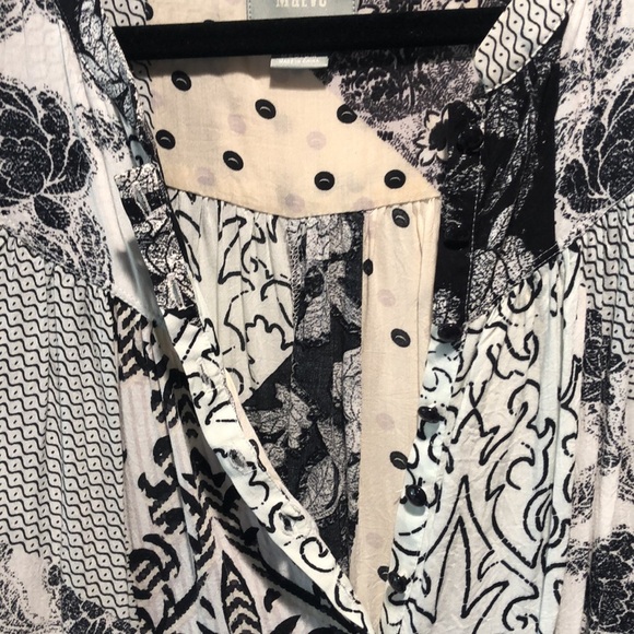 Maeve by Anthropologie v neck soft rayon black multi print bohemian blouse M - Picture 2 of 9